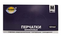 Перчатки винил.неопудр. АВИОРА M /10х100шт/ (10) черные