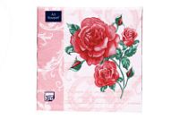 Салфетки 33х33 3 - слойн. Art Bouquet 20 шт (12 уп) Романтические розы на розовом