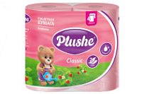 Туалетная бумага PLUSHE Classic 2-х сл. 18м (4рул) Клубника пастель (12уп)
