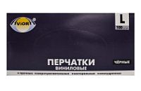 Перчатки винил.неопудр. АВИОРА L /10х100шт/ (10) черные