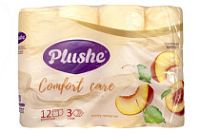 Туалетная бумага PLUSHE Comfort Сare 3-х сл. 16м (12рул) Персик (12уп)