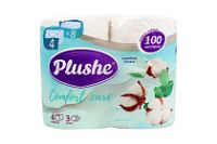 Туалетная бумага PLUSHE Comfort Сare 3-х сл. 25м (4рул) Белая (10уп)