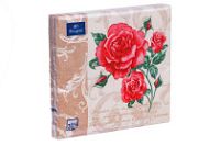 Салфетки 33х33 3 - слойн. Art Bouquet 20 шт (12 уп) Романтические розы на бежевом