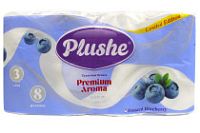 Туалетная бумага PLUSHE Premium Aroma 3-х сл. 16м (8рул) Морозная голубика (8уп)