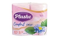 Туалетная бумага PLUSHE Comfort Сare 3-х сл. 15м (4рул) Розовая (12уп)