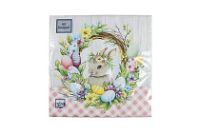 Пасха Салфетки 33х33 3 - слойн. Art Bouquet 20 шт (12 уп) Пасхальные венок с кроликом