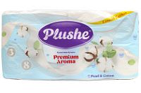 Туалетная бумага PLUSHE Premium Aroma 3-х сл. 16м (8рул) Жемчуг и хлопок (8уп)