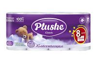 Туалетная бумага PLUSHE Classic 2-х сл. 18м (8рул) Белое сплошное (8уп)