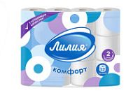 Туалетная бумага ЛИЛИЯ 2-х сл. 16,8м (12рул) Комфорт (8уп)